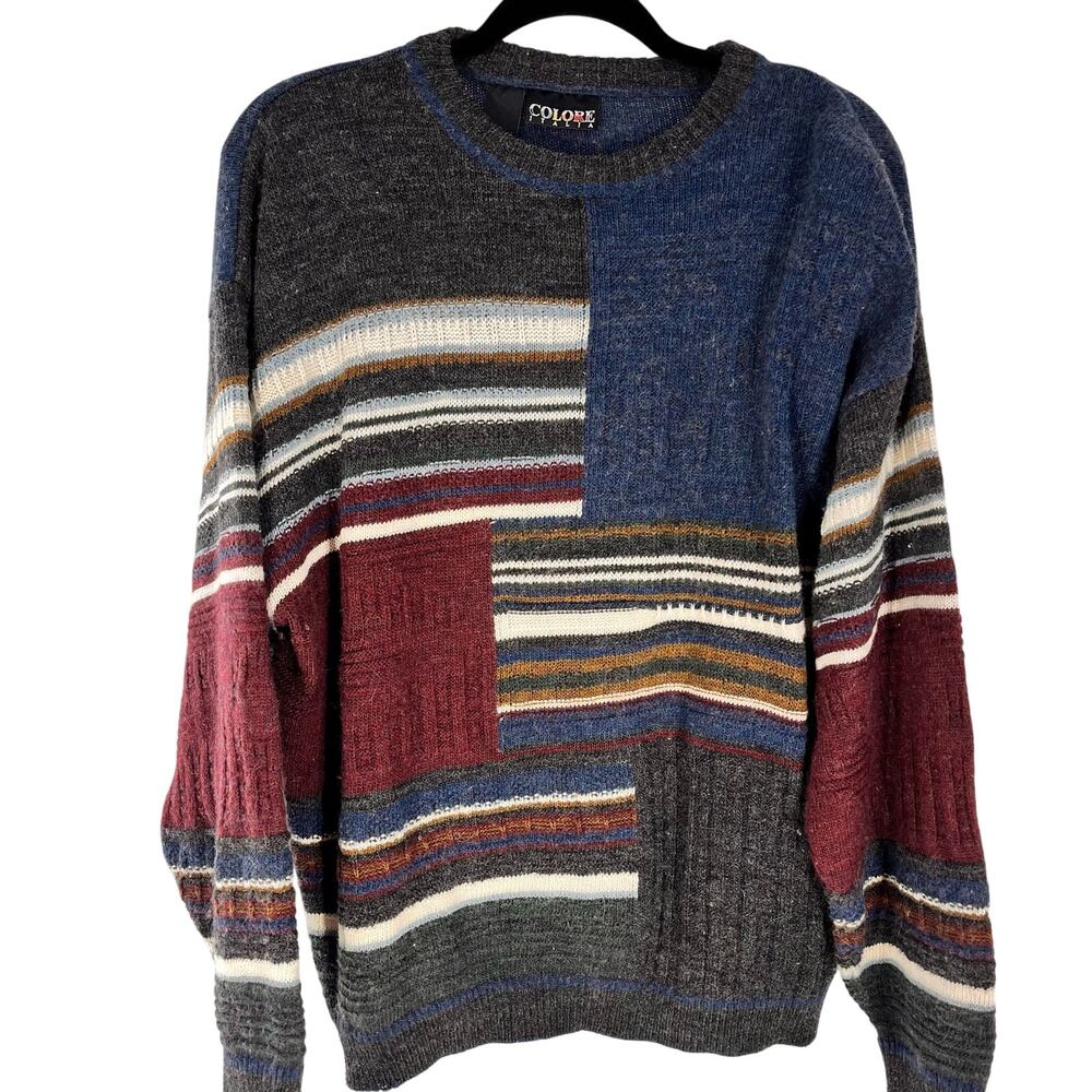 Vintage Multicolor Patchwork Crewneck Sweater